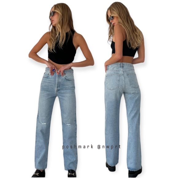 Agolde Denim - AGOLDE 90s FLASHBACK Pinch Waist High Rise Straight Leg Raw Cut Hem 23 24